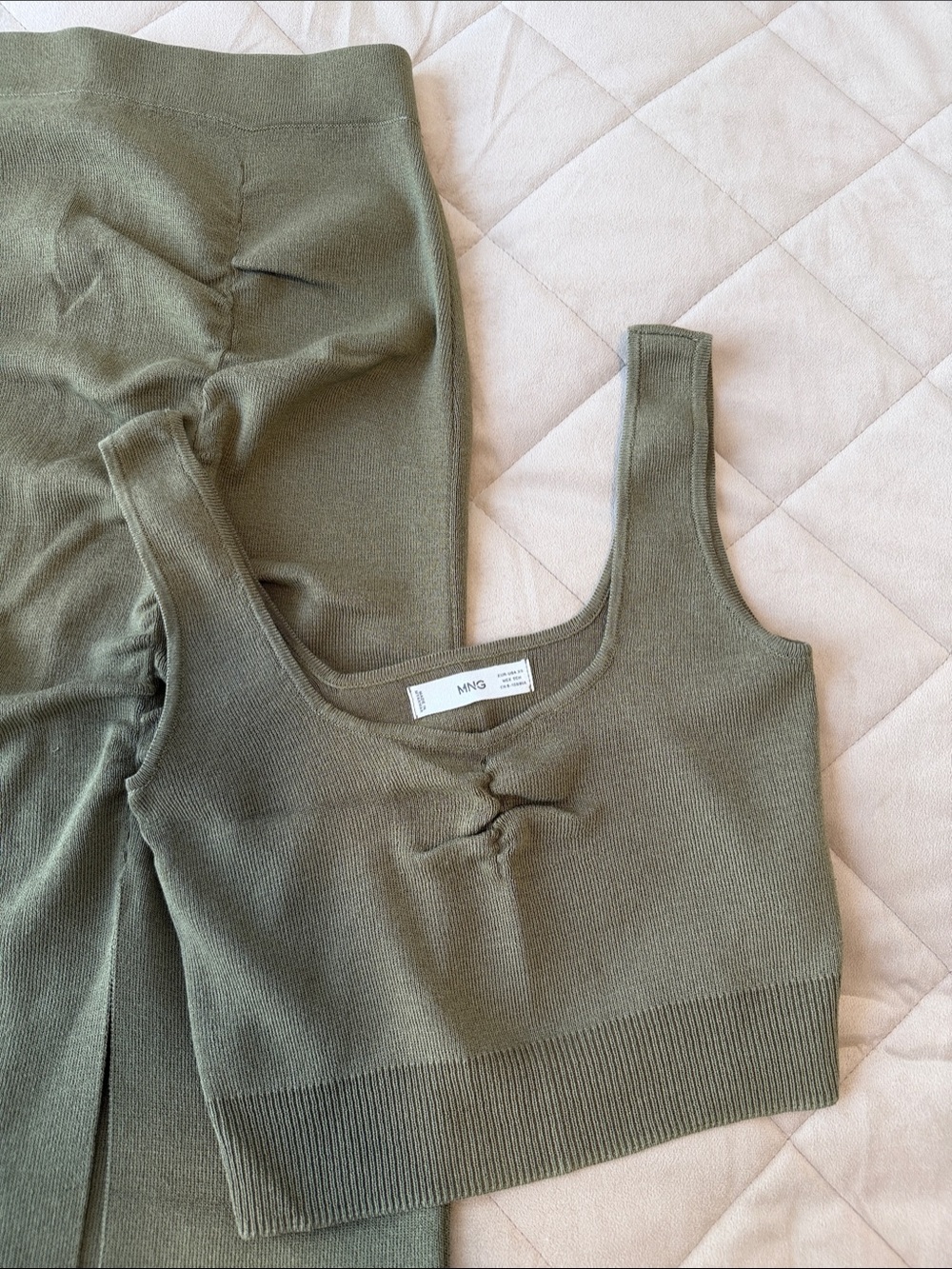 MNG Olive Green Knit Tank Set
